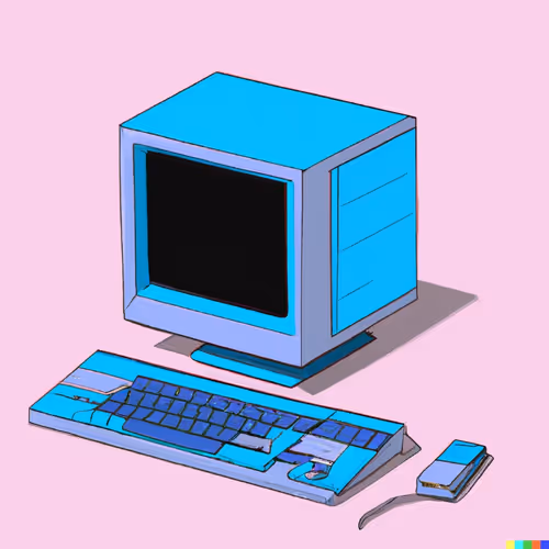 A computer from the 90s in the style of vaporwave