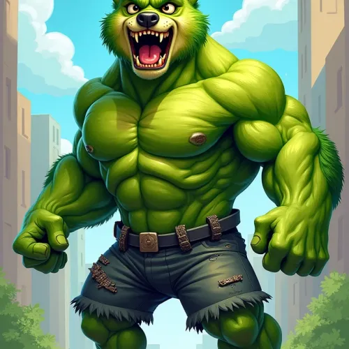Cartoon hulk dog