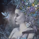Steampunk Art Print Goddess with Monkey