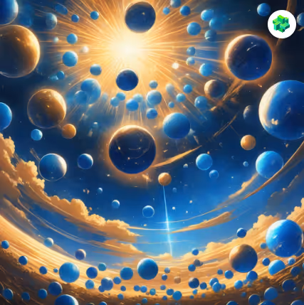 Countless shining blue spheres