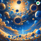 Countless shining blue spheres