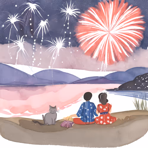 Fireworks Display with Cats