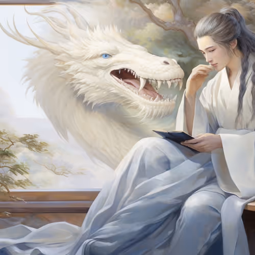 A painting of a woman reading a book.