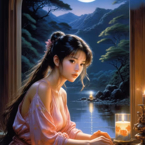 Girls in moonlight