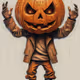 Surreal Cybernetic Pumpkin-Head Character