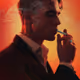Contemplative Man Exhaling Smoke