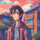 Neon Dreams: Pixelated Urban Tranquility
