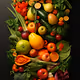 A group of fruits and vegetables.