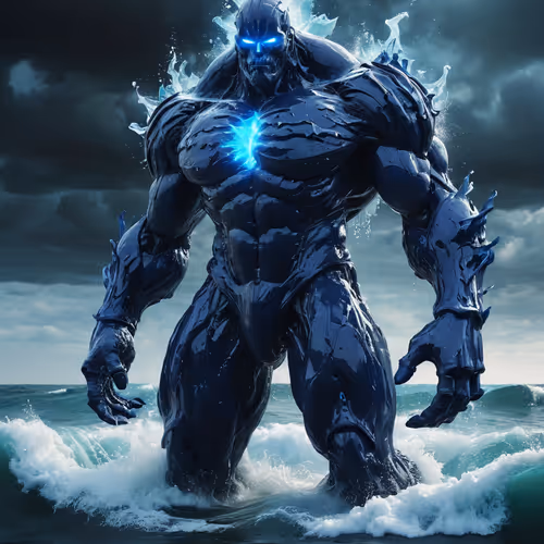 blue titan at ocean