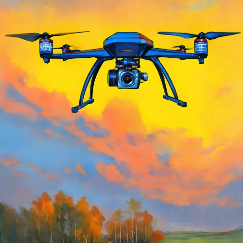 quadcopter flies in the sky