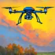 quadcopter flies in the sky