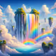 cascading waterfall that flows in all colors of the rainbow