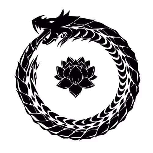 An ouroboros coiled snake or a lizard biting its tail