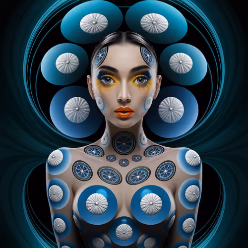 Woman - symmetrical circular patterns