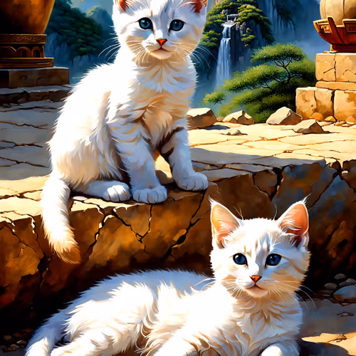 Kittens bathing in the sun