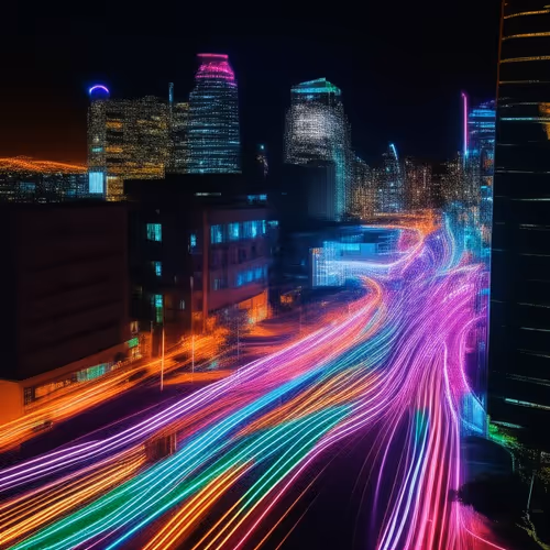 Neon Rails in the night city  AI