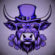 A purple hat on a goat's head