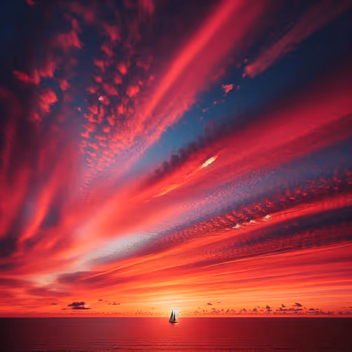 Madder red sky and horizon