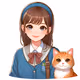 cute girl and kitty