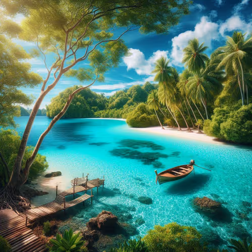 A tropical lagoon with crystal clear water