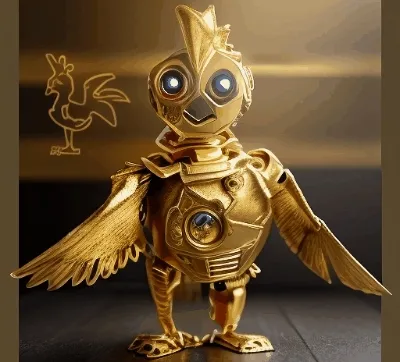 Gold Robot Chicken on Zora