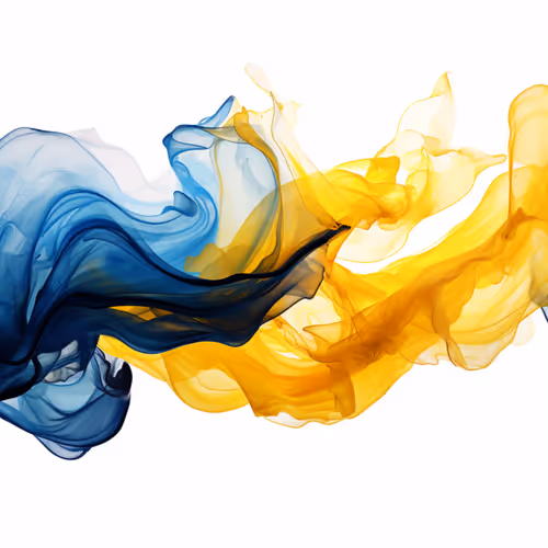 A blue and yellow smoke.