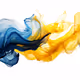A blue and yellow smoke.