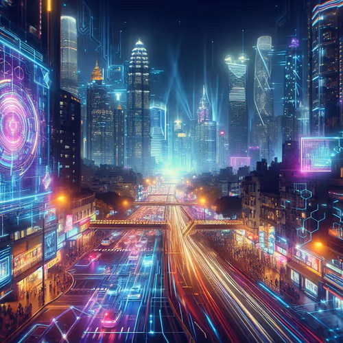 Futuristic urban glow.