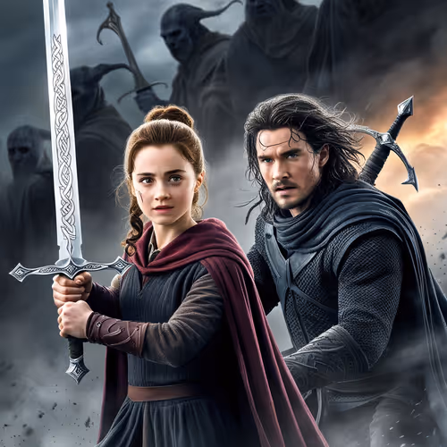 Hermione and John Snow fight with Shadows of Mordor