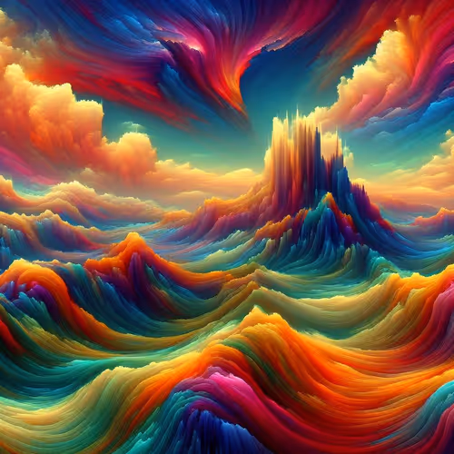 surreal landscape with vibrant colors.