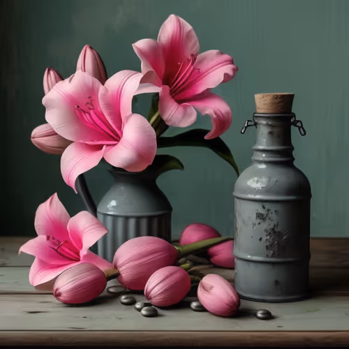 Pink lilies still life