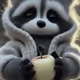 Racoon with an apple