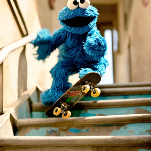 Smurf on a skateboard