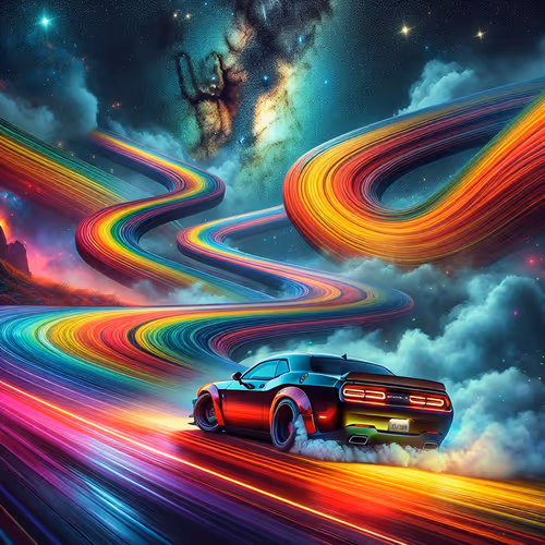 Dodge Hellcat Drifting on Rainbow Road