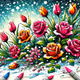 Roses and Tulips on Snow