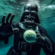 dart wader under water with tennis ball :)