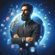 3D beard man in space