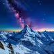 Starry sky from mountain peaks
