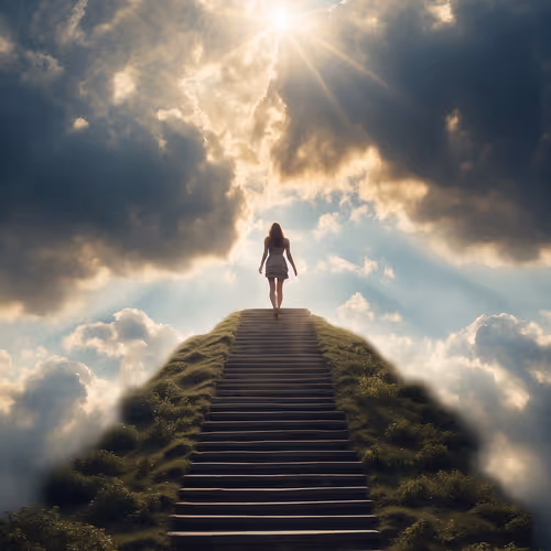 A staircase made of air and clouds