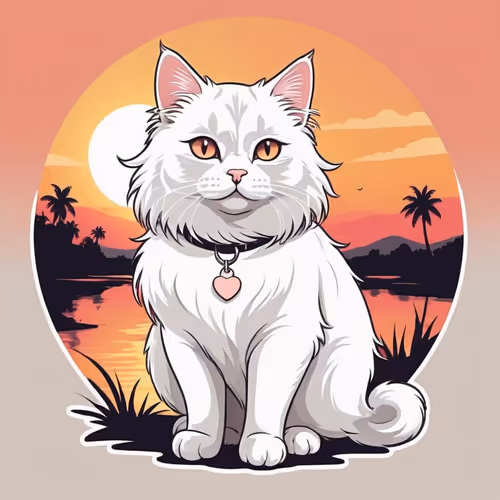 T-Shirt Design for Cute White Cat