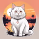 T-Shirt Design for Cute White Cat