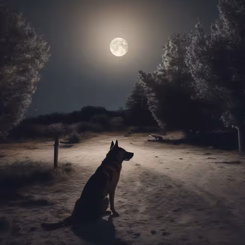 a dog staring at the moon