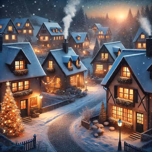 A quaint, snowy village