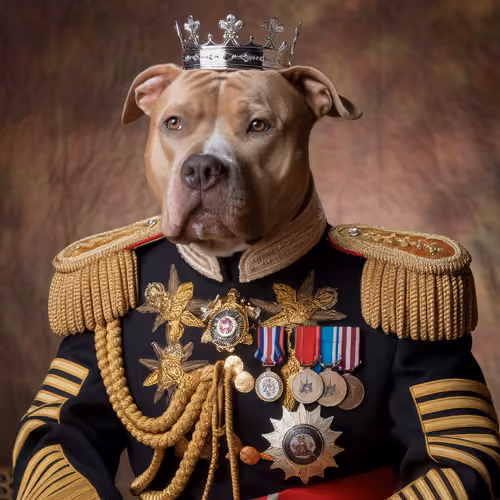 Animal in an ornate military uniform.