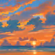 Sunset Over the Ocean Painting