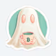 Cartoon Ghost Cradling Mug With Bitcoin Logo