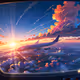 Beautiful sunset sky from airplane
