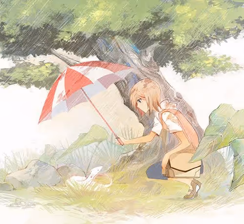 girl in rain