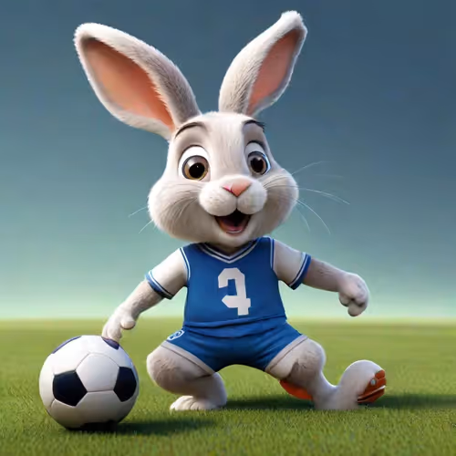 rabbit playing football