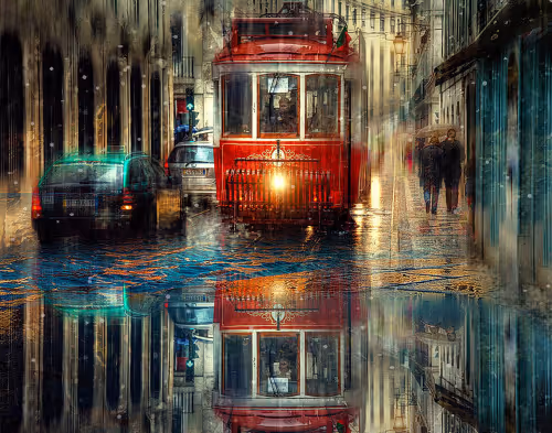 Train in town